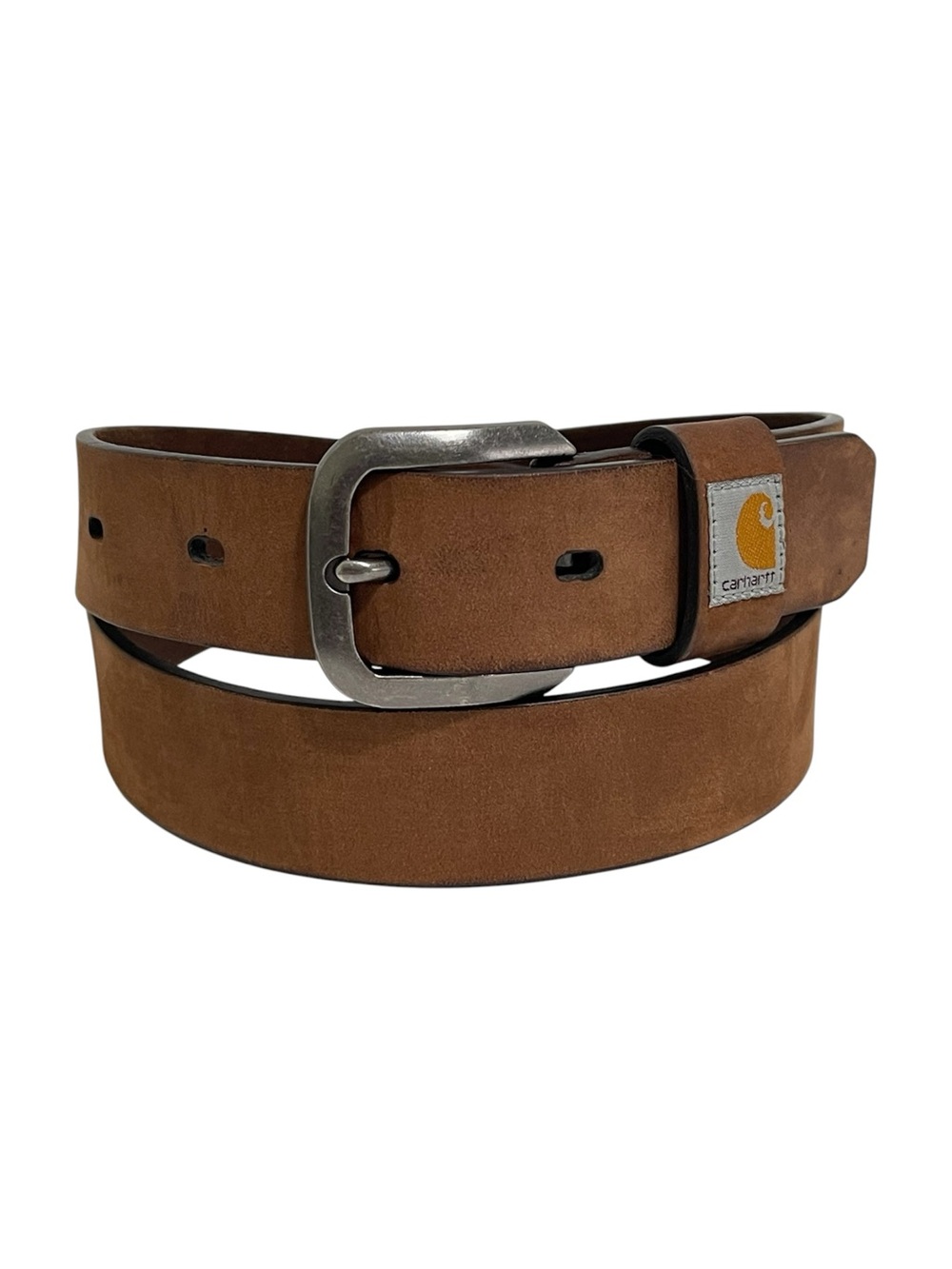 Carhartt Brown Full Grain Leather Belt Woven Carhartt Label WB5518-W Women L